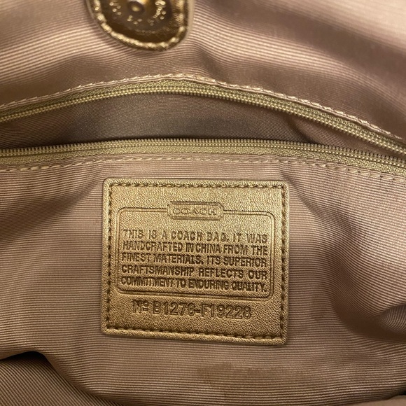 COACH gold and tan purse - Picture 3 of 7